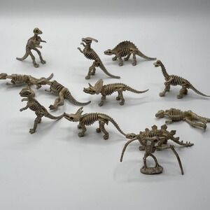 12 Assorted Mini Dinosaur Fossils Skeleton Figures Plastic Crafting Halloween